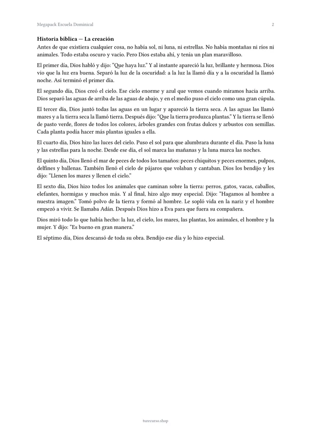 Página interior del Megapack Escuela Dominical