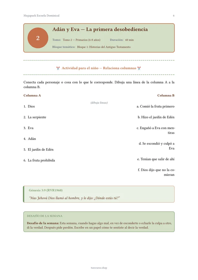 Página interior del Megapack Escuela Dominical