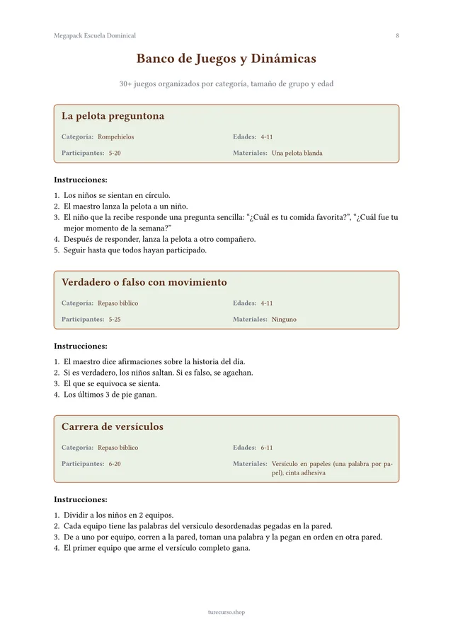 Página interior del Megapack Escuela Dominical